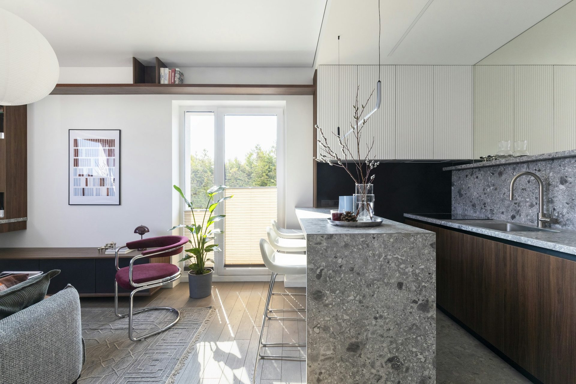 Bright kitchen and living area