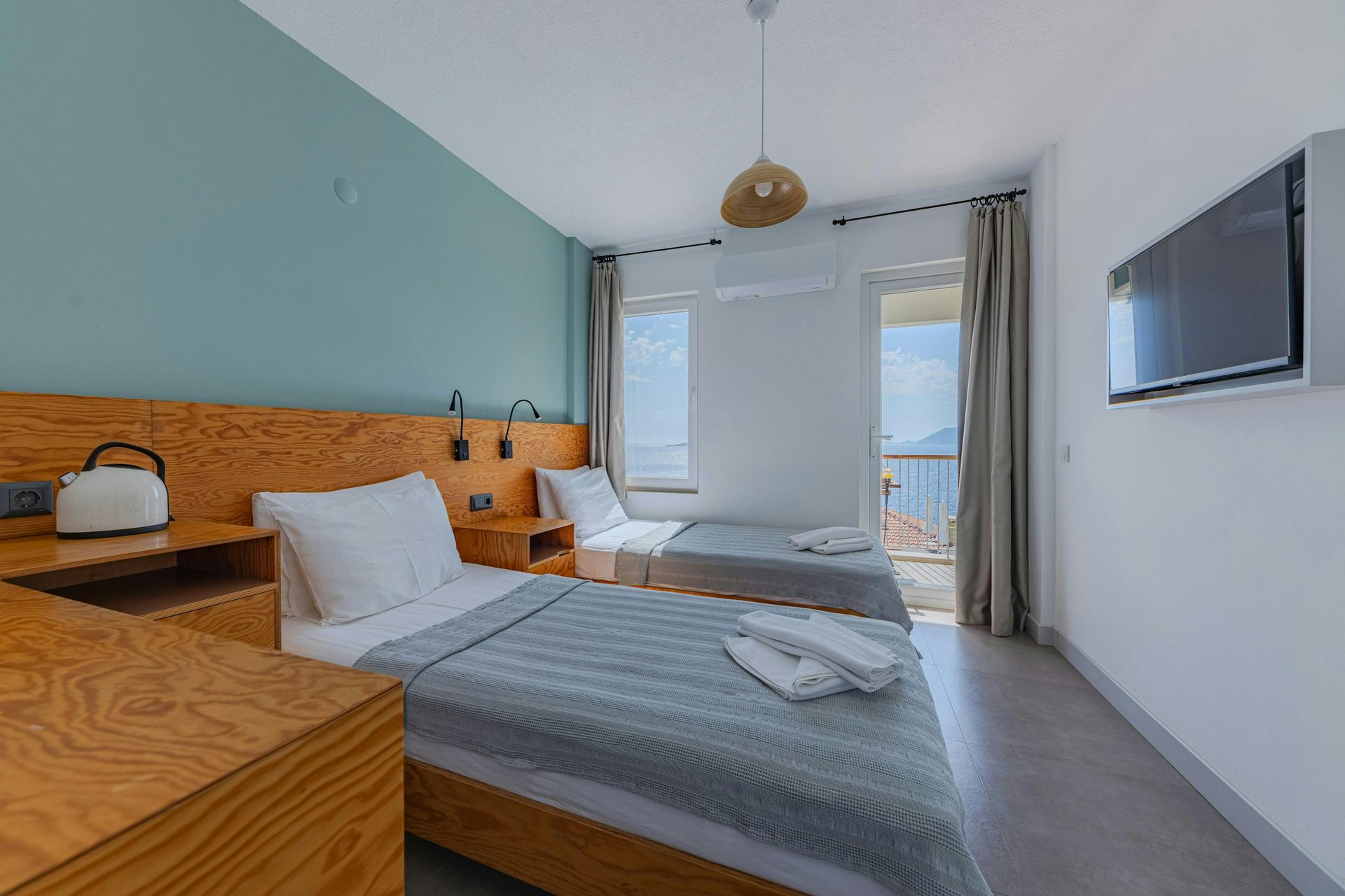 Bright bedroom with sea view