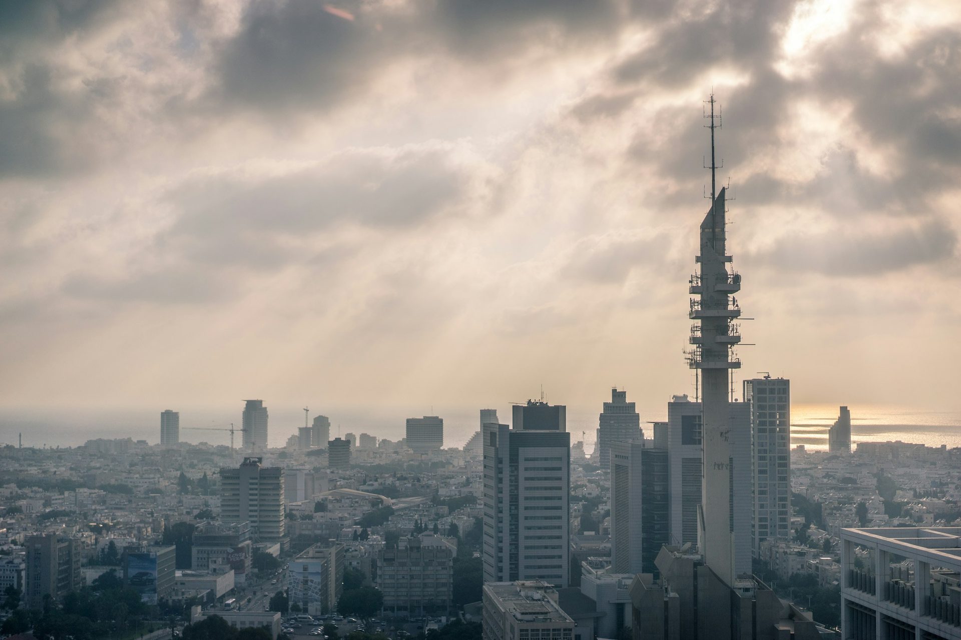 Tel Aviv skyline at sunset